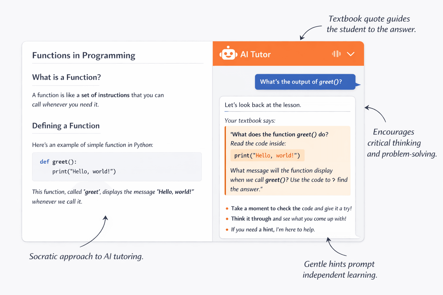 AICademy AI tutor using Socratic method to guide student learning