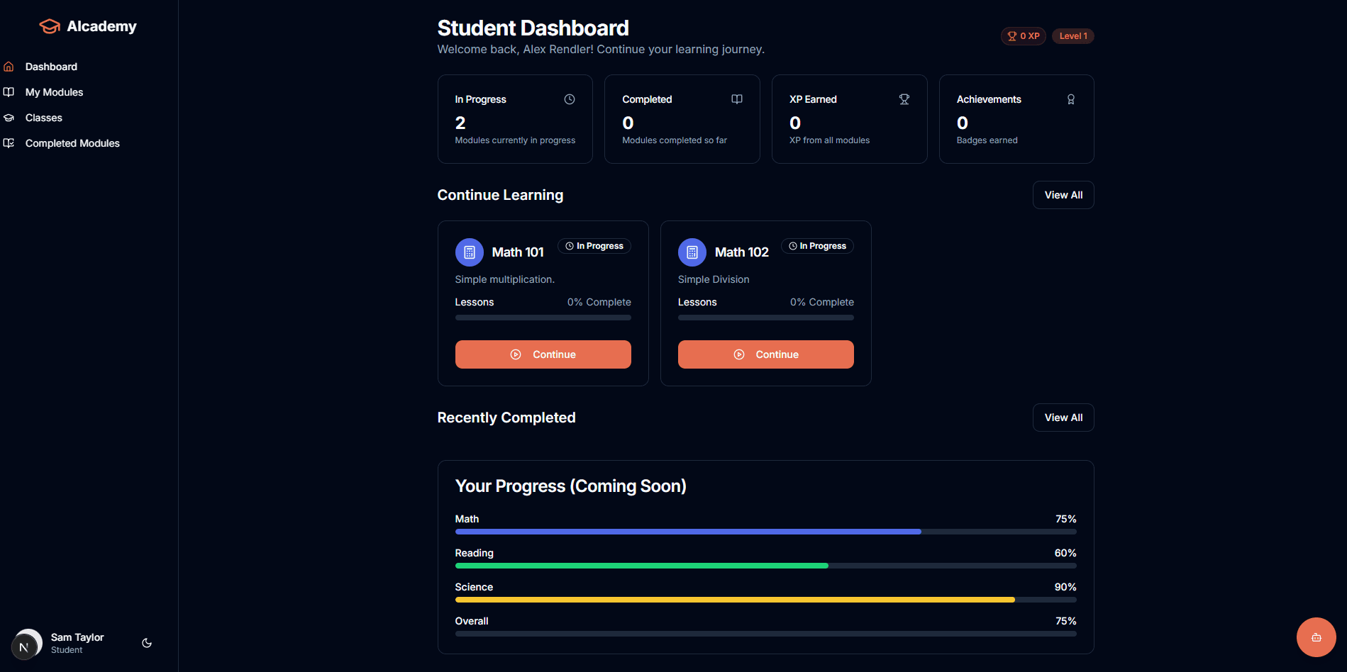 Student Dashboard Preview